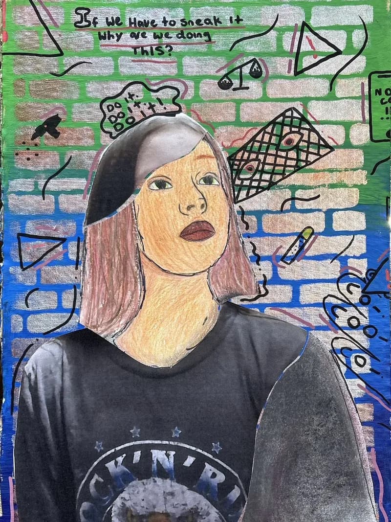 A self-portrait art piece of a young girl.